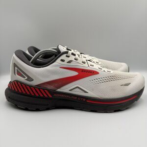 Brooks Adrenaline GTS 23 Mens Size 12 D White Gray Red Running Shoes 1103911D193